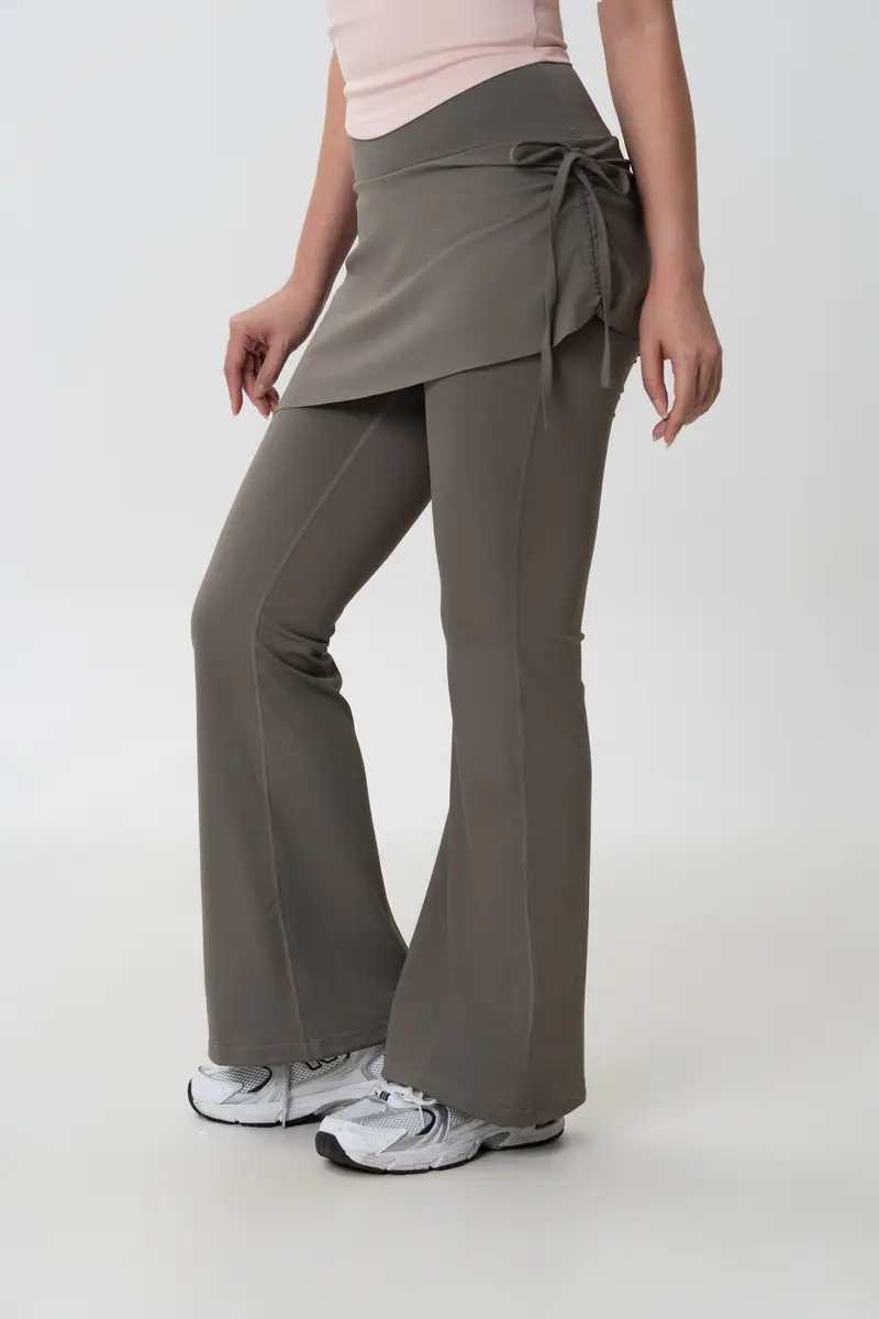Yoga Drawstring Flare 2-in-1 Skirt Pants